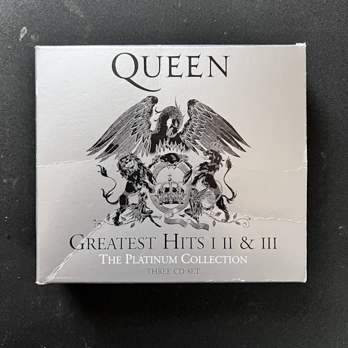 Photograph of a CD of The Platinum Collection: Greatest Hits I, II, and III by Queen