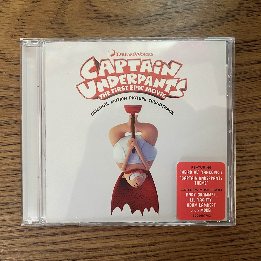 Photograph of a CD of Captain Underpants: The First Epic Movie (Original Motion Picture Soundtrack)